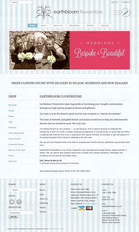 Design and development of online Shopify store for Earthbloom Flowerstore, Nelson